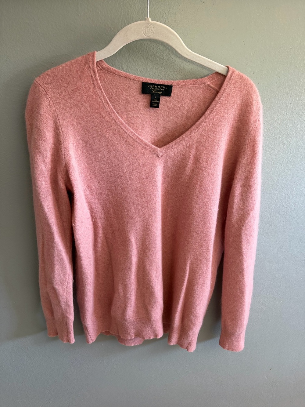Charter Club Cashmere V-Neck Sweater in Soft Rose Pink